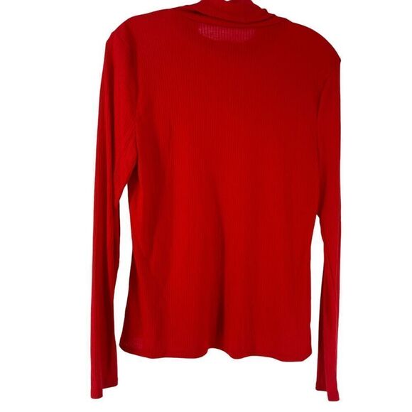 Crown And Ivy Ribbed Turtleneck Top True Red Womens Size Petite L PL Long Sleeve - Picture 6 of 6
